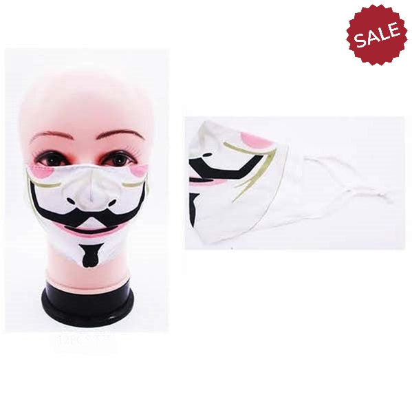 V for Vendetta Masquerade Mask White MSK240 (Pink Cheeks)