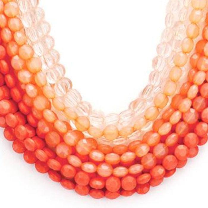 Faceted Coral Round Lucite Beaded Necklace Set by V Foxy Collection