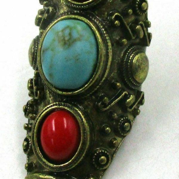 Faux Blue & Red Turquoise Boho Western Ring Size 8-Ring-SPARKLE ARMAND