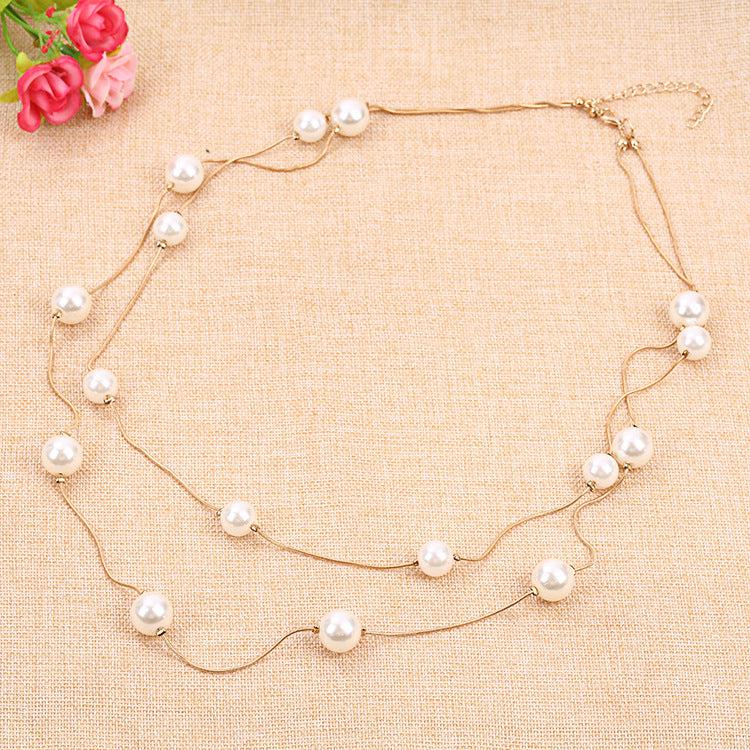 Faux Pearl Multi-layer Long Gold Necklace-Necklace-SPARKLE ARMAND