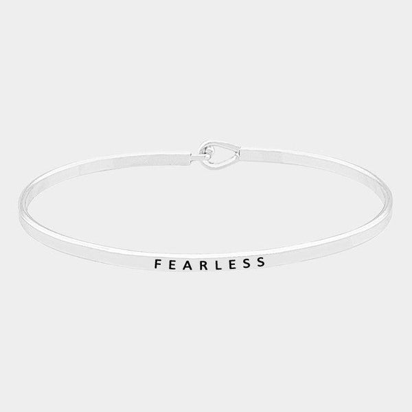 "Fearless" Thin Silver Metal Hook Bracelet