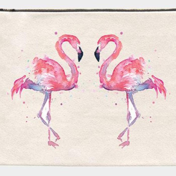 Flamingo_Cotton Canvas Eco Pouch Bag
