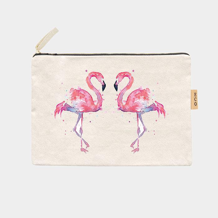 Flamingo_Cotton Canvas Eco Pouch Bag