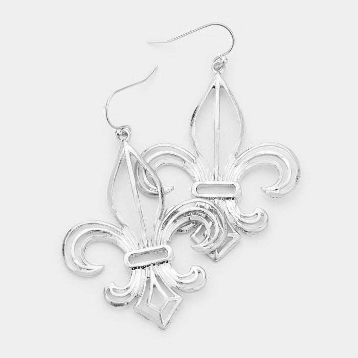Fleur de Lis Silver Dangle Earrings by ITS sense
