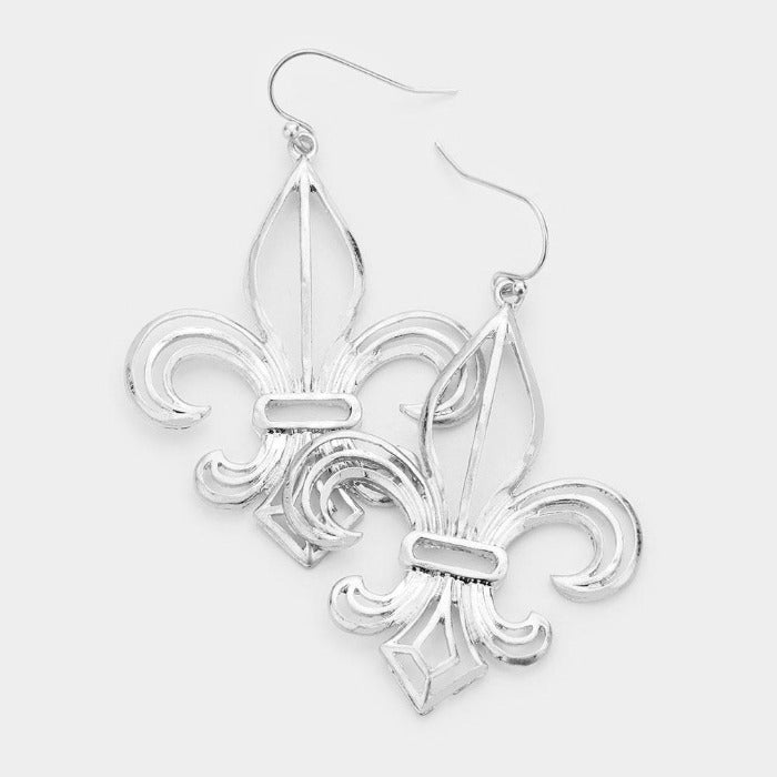 Fleur de Lis Silver Dangle Earrings by ITS sense