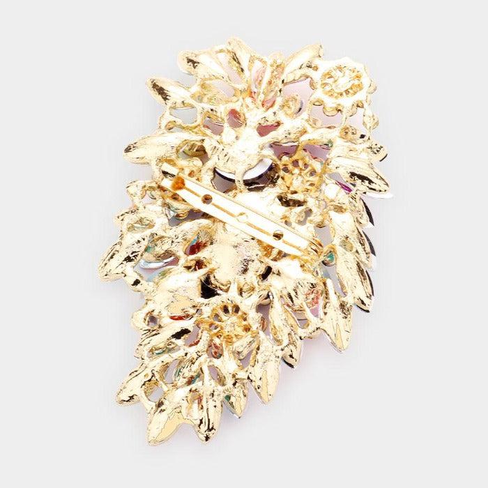 Floral Marquise Purple Stone Bouquet Pin Brooch