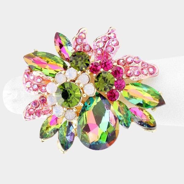 Floral Vitrail Multi Stone Stretch Ring