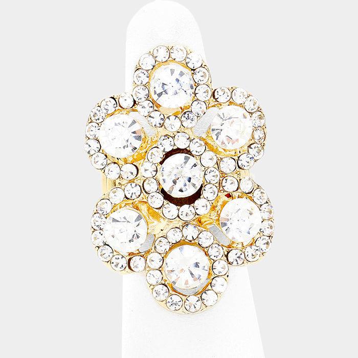 Flower Bubble Crystal Stretch Ring-Ring-SPARKLE ARMAND