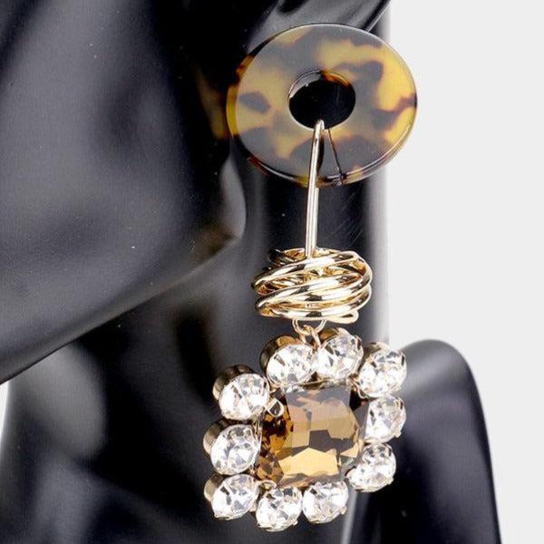 Flower Celluloid Acetate Tortoise Shell Earrings-Earring-SPARKLE ARMAND