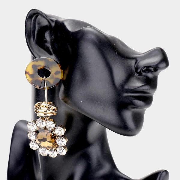 Flower Celluloid Acetate Tortoise Shell Earrings-Earring-SPARKLE ARMAND