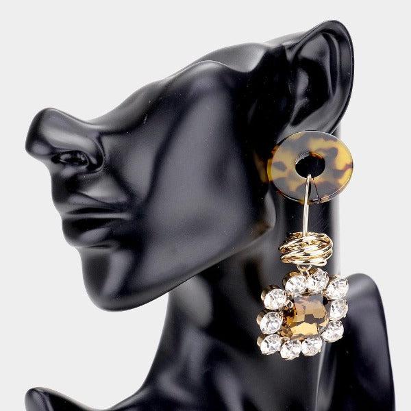 Flower Celluloid Acetate Tortoise Shell Earrings-Earring-SPARKLE ARMAND