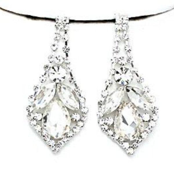 Flower Clear Crystal Rhinestone Evening Necklace