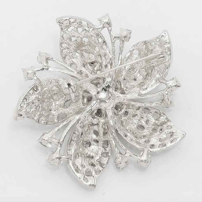 Flower Fuchsia Crystal Pin Brooch