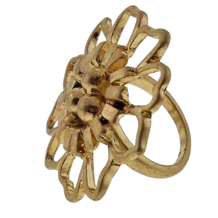 Flower Gold Tone Ring Size 8-Ring-SPARKLE ARMAND