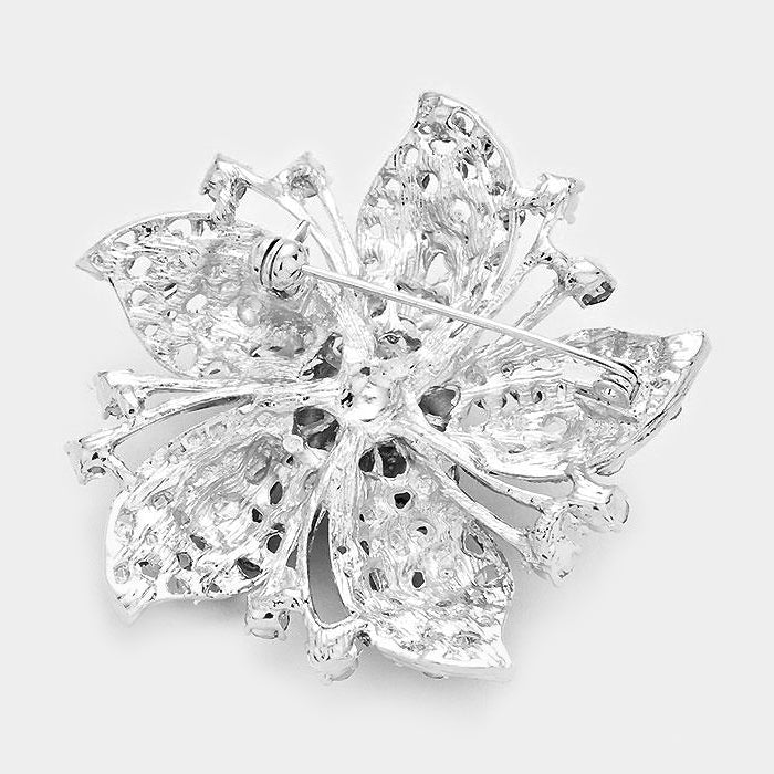 Flower Green Crystal Pin Brooch