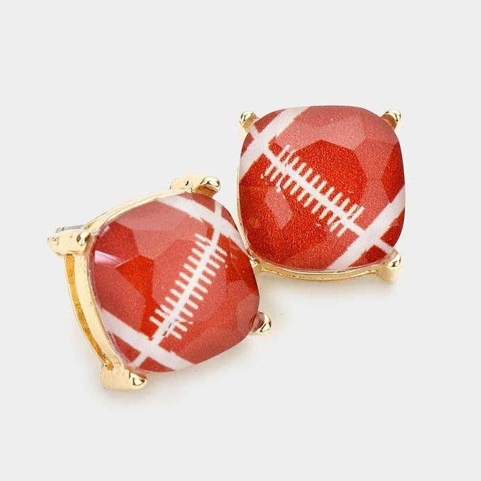 Football Printer Stone Stud Earrings