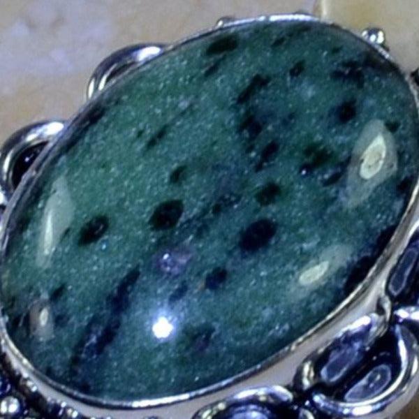 GREEN RUBY ZOISITE GEMSTONE .925 SILVER PLATED RING SIZE 8.75-Ring-SPARKLE ARMAND