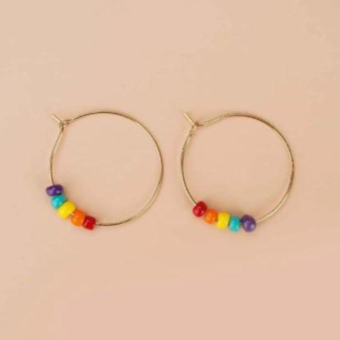 Gay Pride LGBTQI Hoop Beaded Earrings