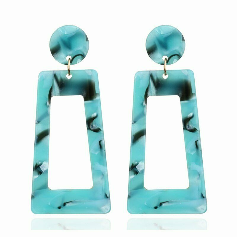 Geometric Retro Blue Acetate Earrings-Earring-SPARKLE ARMAND
