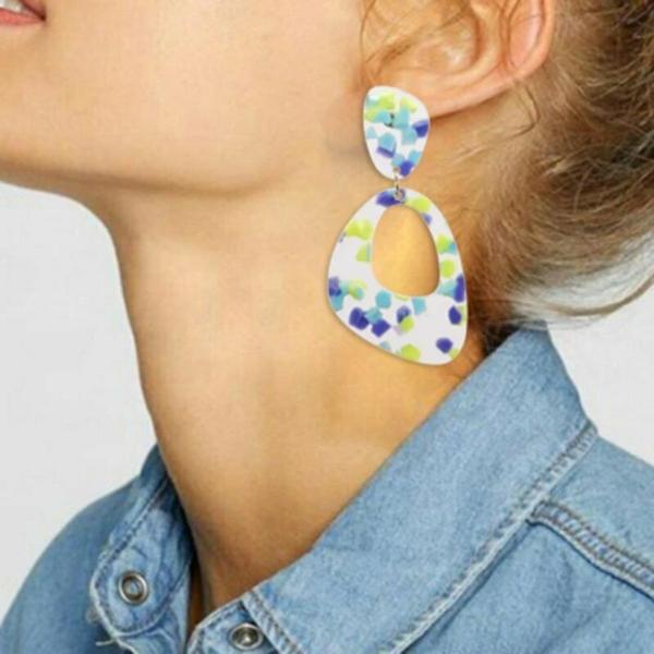 Geometric Retro Multi-Color Acetate Earrings-Earring-SPARKLE ARMAND