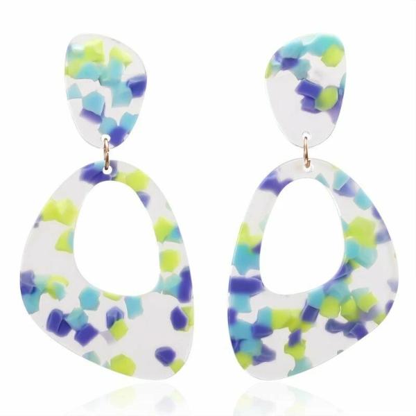 Geometric Retro Multi-Color Acetate Earrings-Earring-SPARKLE ARMAND