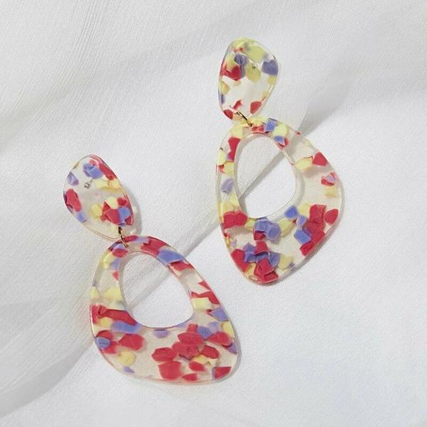 Geometric Retro Multi-Color Acetate Earrings-Earring-SPARKLE ARMAND