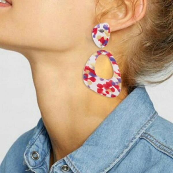 Geometric Retro Multi-Color Acetate Earrings-Earring-SPARKLE ARMAND