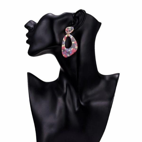 Geometric Retro Multi-Color Acetate Earrings-Earring-SPARKLE ARMAND