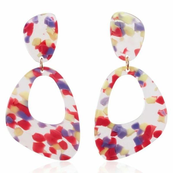 Geometric Retro Multi-Color Acetate Earrings-Earring-SPARKLE ARMAND