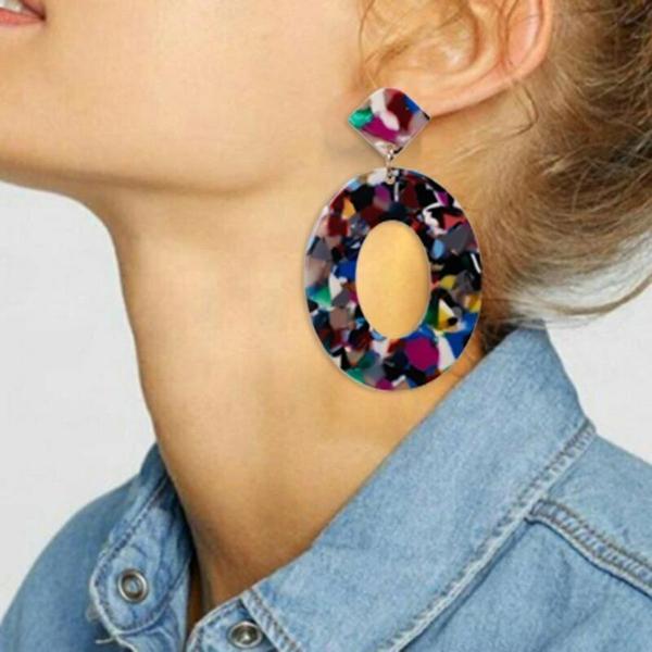 Geometric Retro Multi-Color Acetate Earrings-Earring-SPARKLE ARMAND