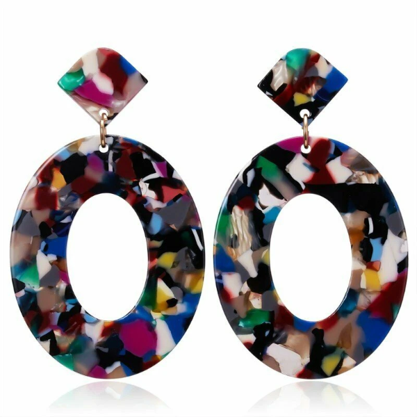 Geometric Retro Multi-Color Acetate Earrings-Earring-SPARKLE ARMAND