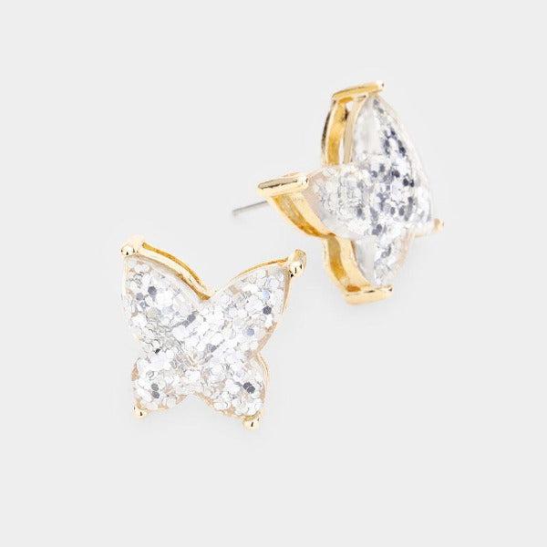 Glitter Butterfly Stud Earrings by ITS sense