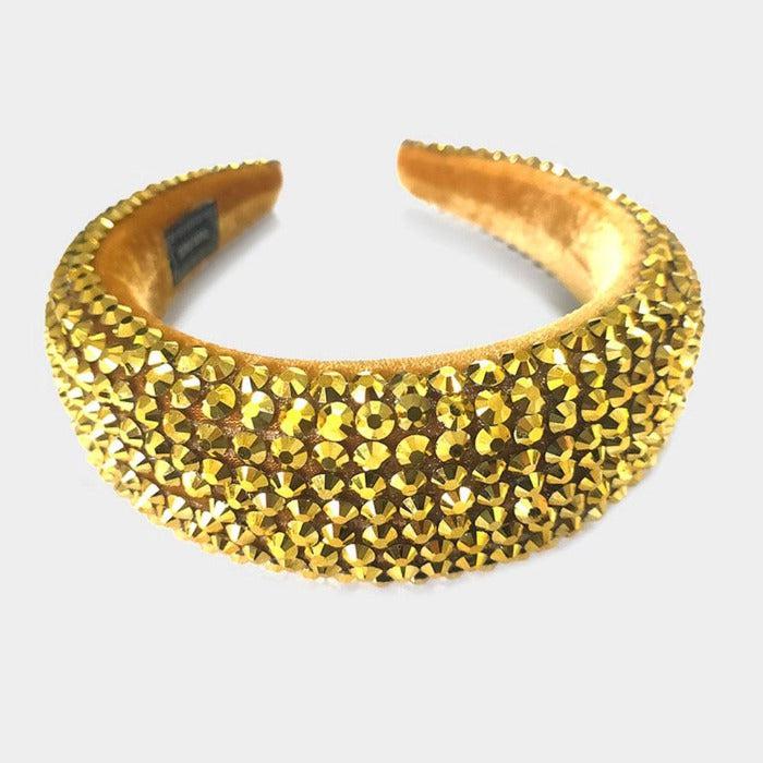Gold Faceted Bead Padded Headband-Hair Accessories-SPARKLE ARMAND