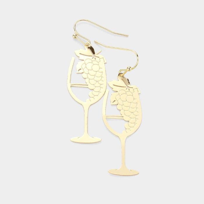 Gold Grape Champagne Dangle Earrings-Earring-SPARKLE ARMAND