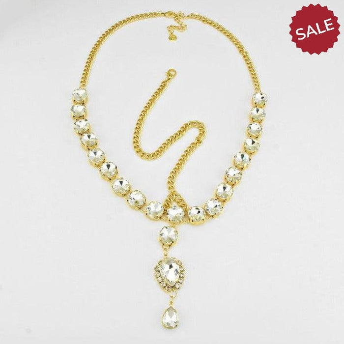 Gold Head Chain Round Teardrop Stones