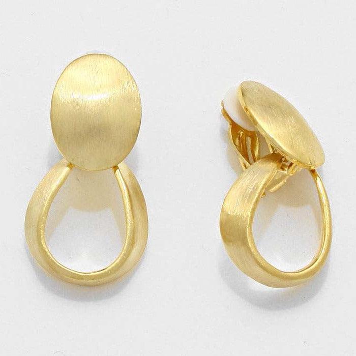 Gold Tone Loop Metal Clip On Earrings