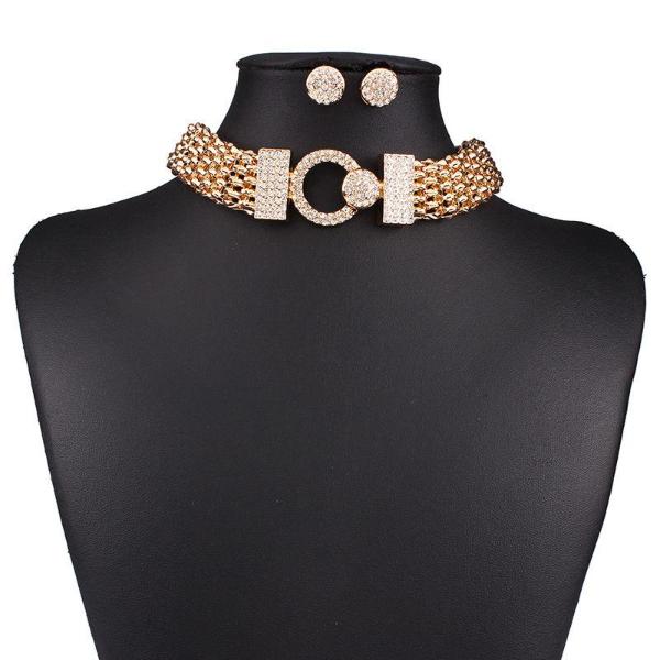 Gold Tone Necklace & Earrings Set-SPARKLE ARMAND
