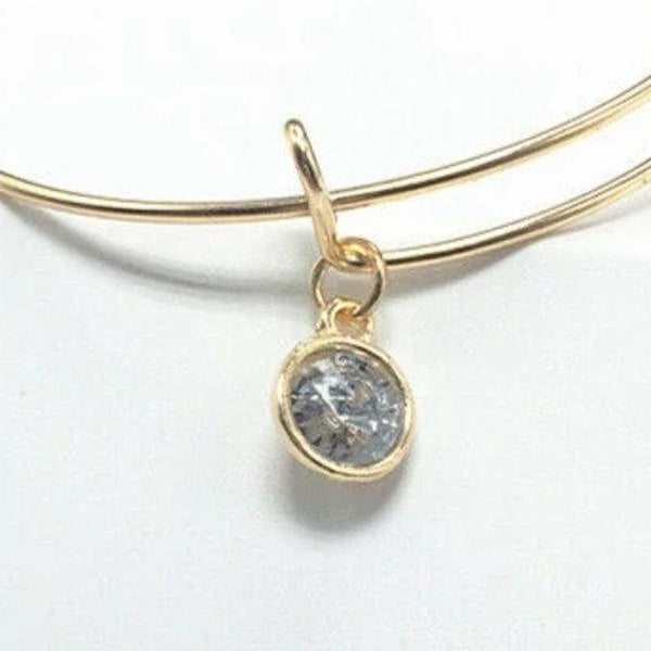 Gold Wire Bracelet with Clear Glass Charm