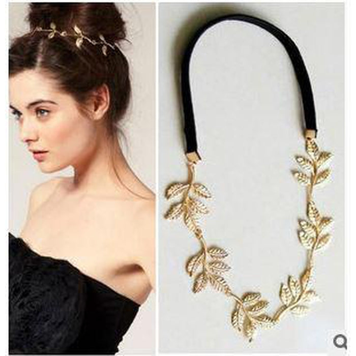 Golden Leaf Grecian Garland Head or Hair Band Headband-Hair Accessories-SPARKLE ARMAND