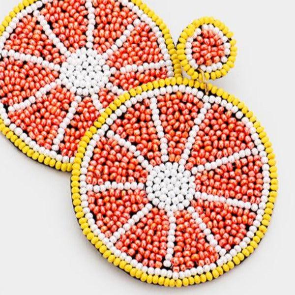 Grapefruit Seed Bead Earrings-Earring-SPARKLE ARMAND