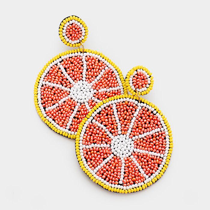 Grapefruit Seed Bead Earrings-Earring-SPARKLE ARMAND