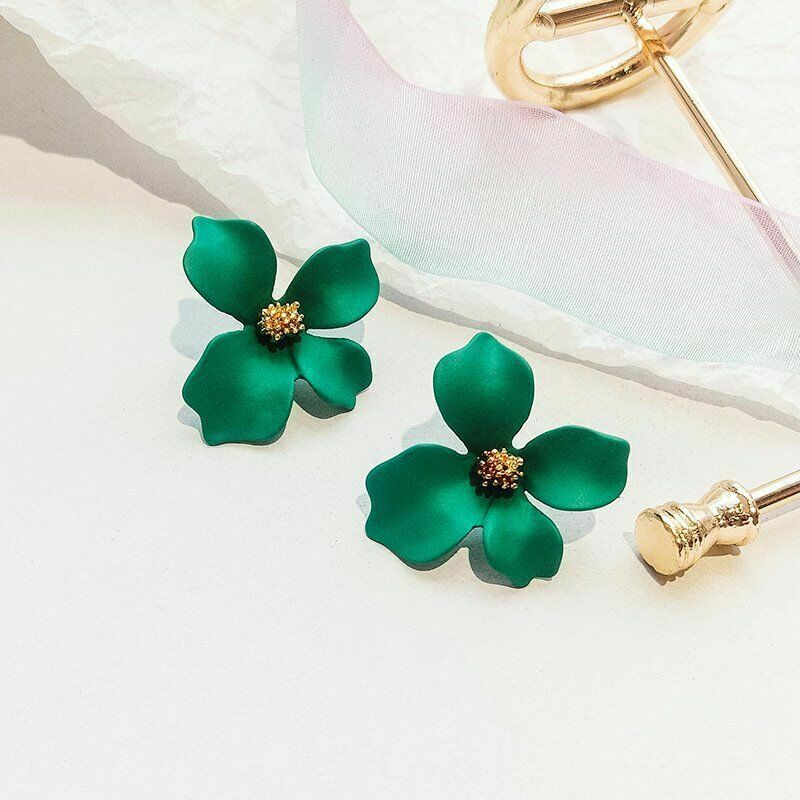 Green Flower Earrings-Earring-SPARKLE ARMAND