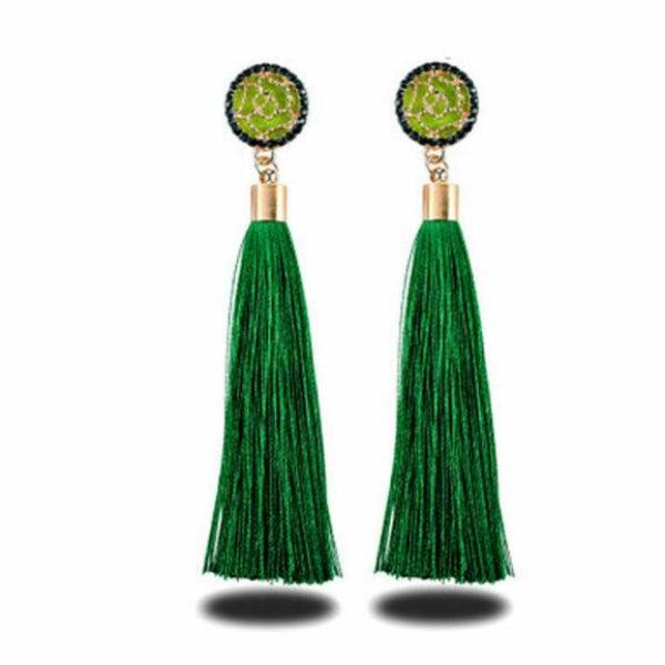 Green Tassel Fringe Earring-Earring-SPARKLE ARMAND