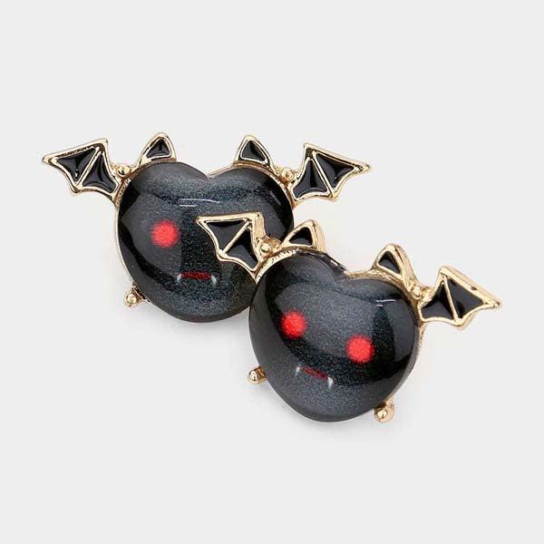 Halloween Theme Bat Heart Stud Earrings