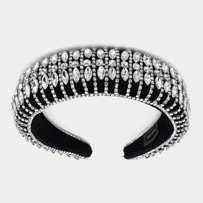 Headband Marquise Stone Cluster Elegant Padded-Hair Accessories-SPARKLE ARMAND