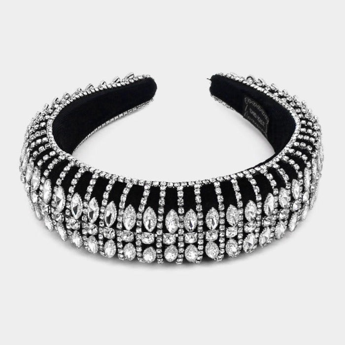 Headband Marquise Stone Cluster Elegant Padded-Hair Accessories-SPARKLE ARMAND
