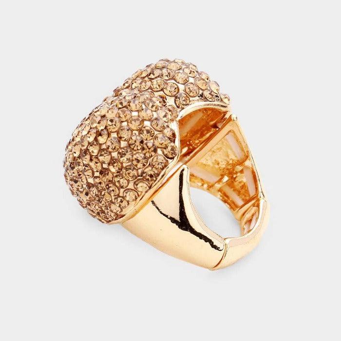 Heart Lt Topaz Rhinestone Pave Stretch Ring