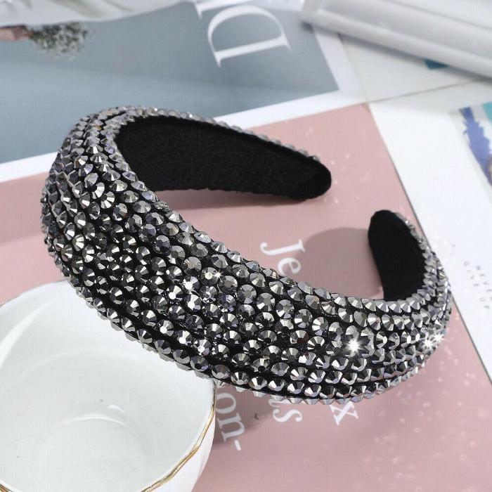 Hematite Faceted Bead Padded Headband
