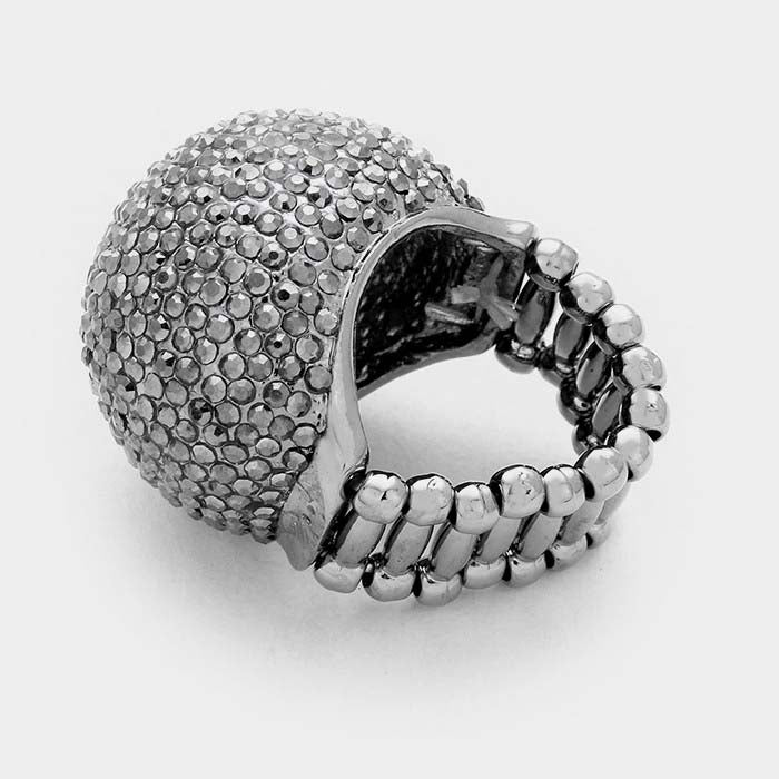 Hematite Pave Dome Stretch Ring
