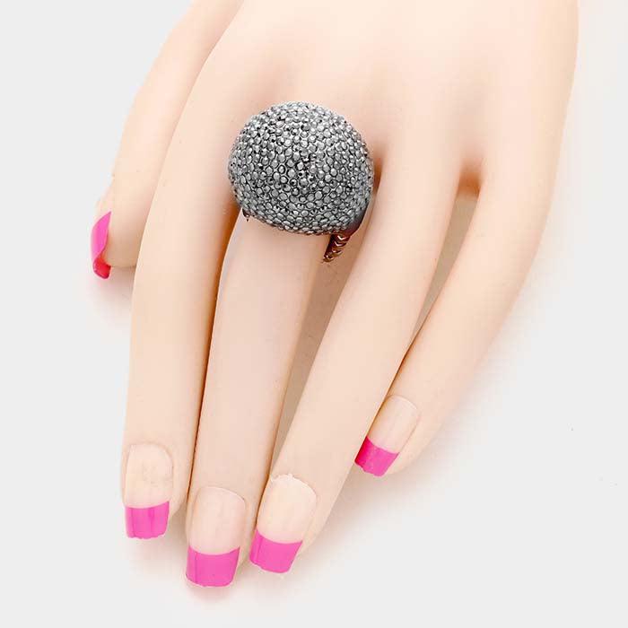 Hematite Pave Dome Stretch Ring